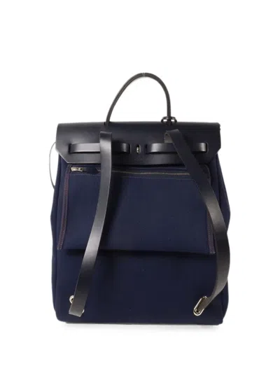 Pre-owned Hermes Herbag Backpack In Blue