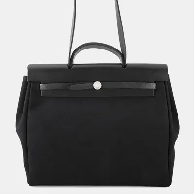 Pre-owned Hermes Herbag Black Toile Officier Leather