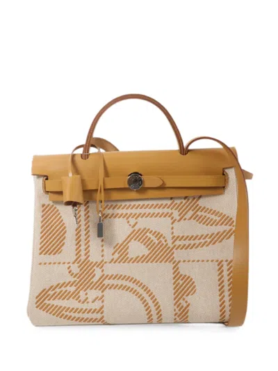 Hermes Herbag Canvas Handbag In Multi