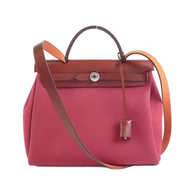 Pre-owned Hermes Herbag Canvas Shoulder Bag () In Red