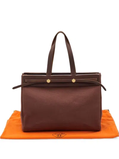 Pre-owned Hermes Herbag Mm Tote Bag In Brown
