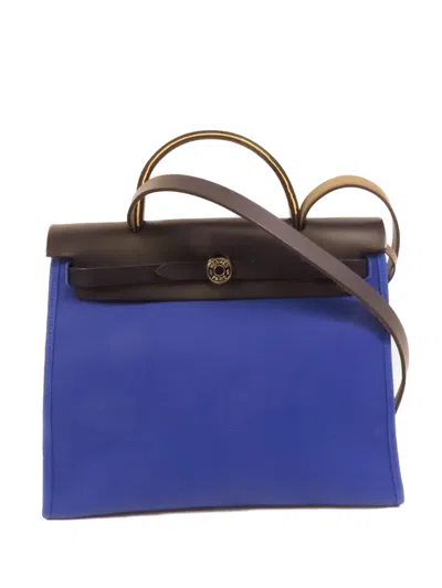Pre-owned Hermes Herbag Pm Tote Bag In Blue