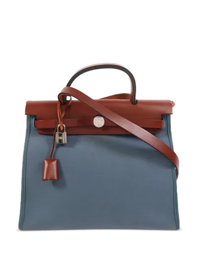 Pre-owned Hermes Herbag Pm Tote Bag In Blue