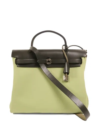 Pre-owned Hermes Herbag Pm Tote Bag In Green