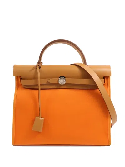 Pre-owned Hermes Herbag Pm Tote Bag In Orange