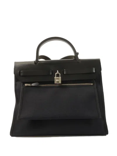 Pre-owned Hermes Herbag Pm Two-way Handbag In Black