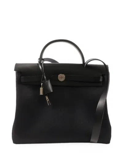 Hermes Herbag Pm Two-way Handbag In Black