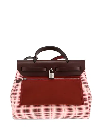 Pre-owned Hermes Herbag Quadrille Handbag In White
