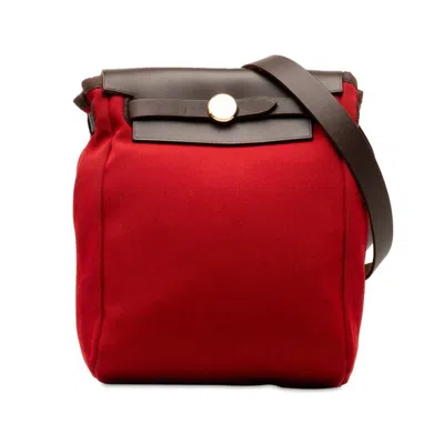 Hermes Hermès Herbag Red Canvas Shoulder Bag ()