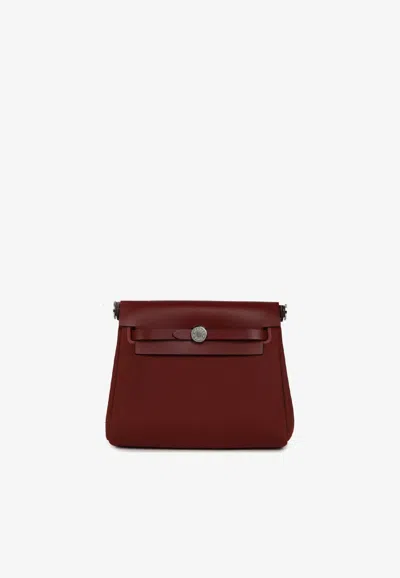 Hermes Herbag Zip 20 In Rouge H Militaire Canvas And Hunter With Palladium Hardware In Red