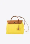 Hermes Herbag Zip 31 In Jaune Citron Toile And Naturel Sable Hunter With Palladium Hardware In Jaune Citron