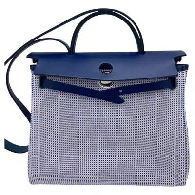 Pre-owned Hermes Herbag Zip 31 Quadrille Viking Canvas Blue Saphir Palladium