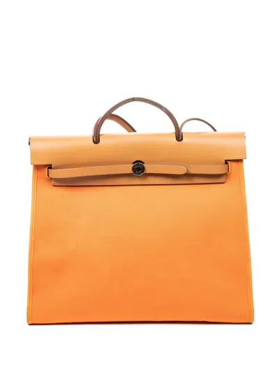 Pre-owned Hermes Herbag Zip 39 Tote Bag In Orange