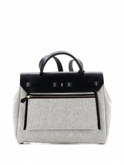 Pre-owned Hermes Herbag Zip Circuit 24 Vache Hunter And Leather 31 Satchel In Black