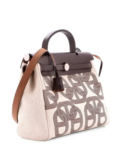 Pre-owned Hermes Herbag Zip Circuit 24 Vache Hunter And Leather 31 Satchel In Brown