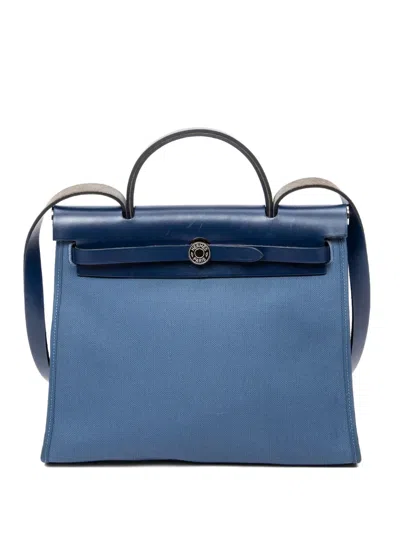 Pre-owned Hermes Herbag Zip Pm Tote Bag In Blue