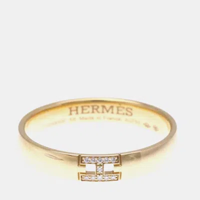 Pre-owned Hermes Hercules Diamond 18k Pink Gold Band Ring