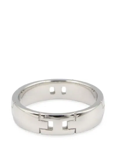 Pre-owned Hermes Hercules White Gold Ring In Silver