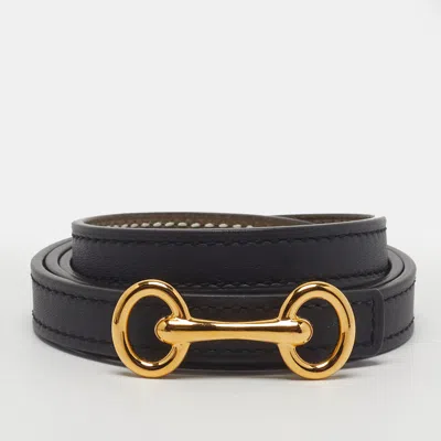 Pre-owned Hermes Heritage 75cm Belt Black/etoupe Swift And Epsom Leather