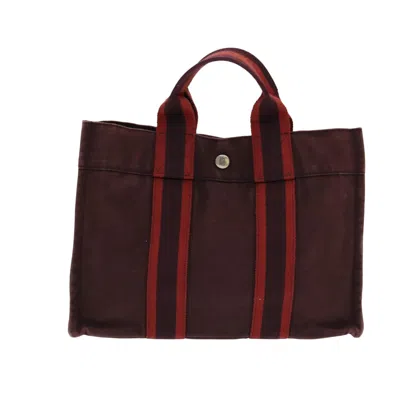 Pre-owned Hermes Hermès Herline Burgundy Canvas Tote Bag ()