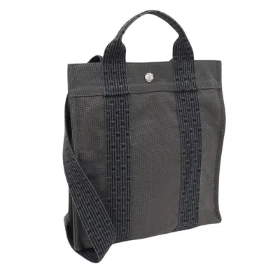 Hermes Hermès Herline Grey Canvas Backpack Bag () In Black