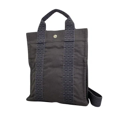 Hermes Hermès Herline Grey Canvas Backpack Bag () In Gray