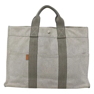 Pre-owned Hermes Hermès Herline Grey Canvas Tote Bag () In Gray