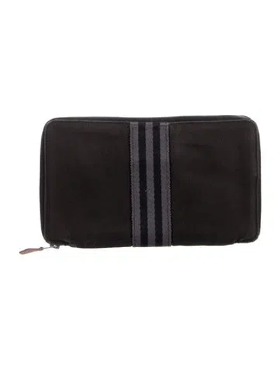 Pre-owned Hermes Herline Travel Wallet In Black