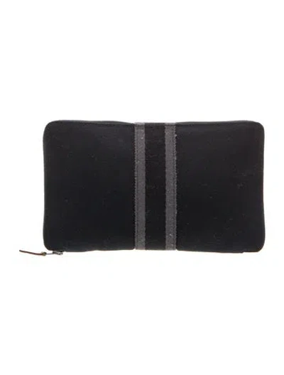 Pre-owned Hermes Herline Travel Wallet In Black