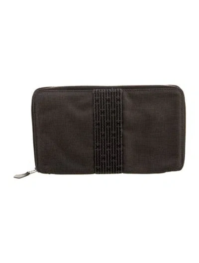 Pre-owned Hermes Herline Travel Wallet In Gray