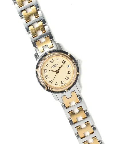 Pre-owned Hermes Hermès Hermés Clipper 24mm Date Full Set Watch In Multi