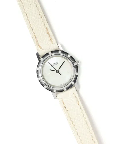 Pre-owned Hermes Hermès  Clipper 24mm Full Set Diamond Watch In White