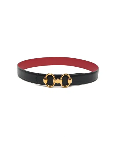 Pre-owned Hermes Hermès  Horsebit Belt, Size 75 In Black
