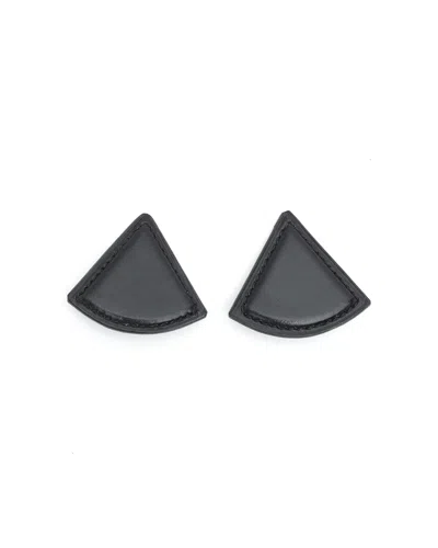 Pre-owned Hermes Hermès  Leather Triangle Clip-on Earrings In Black