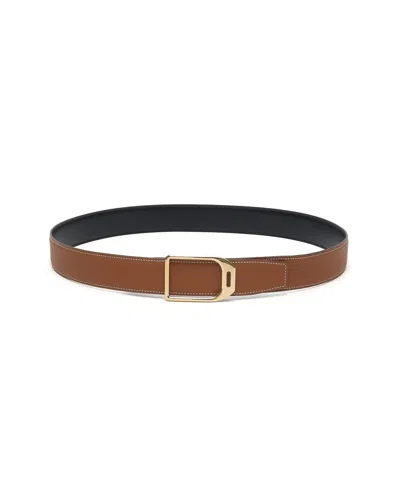 Pre-owned Hermes Hermès  Reversible Jockey Belt, Size 100 In Brown