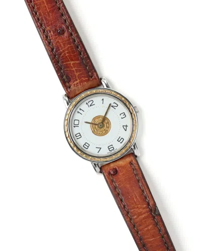 Hermes Hermès  Sellier 24mm Watch In Brown