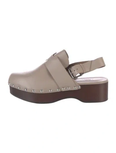 Pre-owned Hermes Hermione Leather Flats In Neutrals