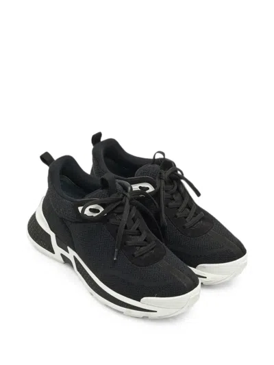Pre-owned Hermes Heros Knit Sneakers In Black