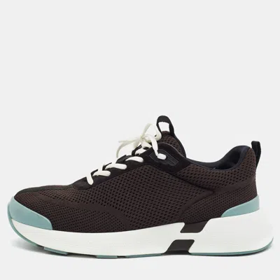 Pre-owned Hermes Heros Size 43 Black Fabric Lace Up Sneakers