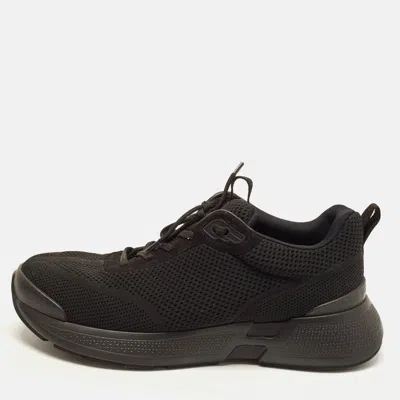 Pre-owned Hermes Heros Size 43.5 Black Fabric And Suede Lace Up Sneakers