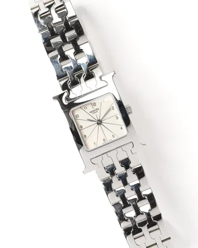 Pre-owned Hermes Hermès Heure H 21mm Full Set 2001 Watch In Sand