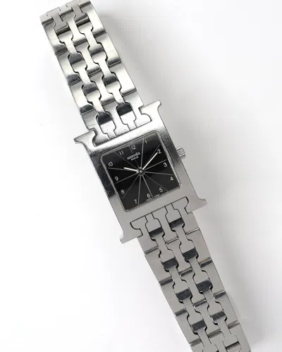 Pre-owned Hermes Hermès Heure H 21mm Full Set Watch In Silver