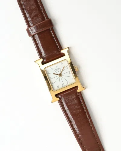 Pre-owned Hermes Hermès Heure H 21mm Full Set Watch In White