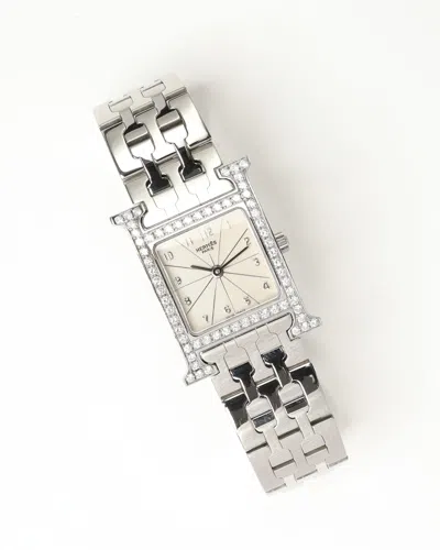 Pre-owned Hermes Hermès Heure H 21mm Ref Hh.1230 Diamond Watch