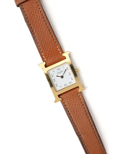 Pre-owned Hermes Hermès Heure H 21mm Watch In White