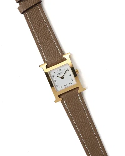 Pre-owned Hermes Hermès Heure H 21mm Watch In White