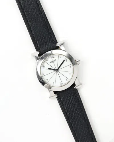 Pre-owned Hermes Hermès Heure H Ronde 25mm Ref Hr1.210 Watch In White