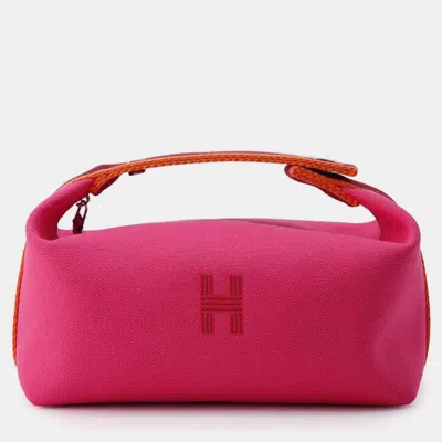 Pre-owned Hermes Hibiscus Canvas Bride- A -bac Pm Bag In Pink