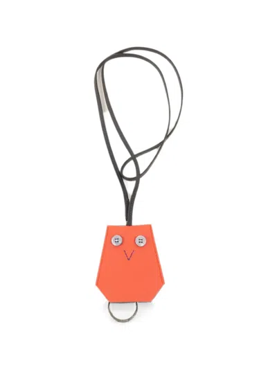 Pre-owned Hermes Hibouton Clochette Key Ring Charm In Orange