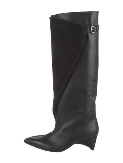 Pre-owned Hermes Hilona Leather Boots In Black